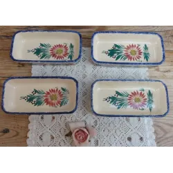4 Rechthoekige Bretonse Henriot Quimper schaaltjes