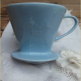 Lichtblauwe keramieke koffiefilter , Melitta 102
