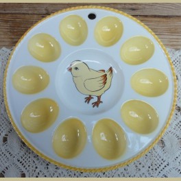 Landelijk eierschaaltje met kuikentje, voor 10 eieren