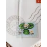 Vintage bladvorm schaaltje met afbeeldingen oude postzegels