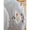 Brocante kleine gebaksschaal/ taartschaal met roze roosjes
