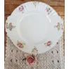 Brocante kleine gebaksschaal/ taartschaal met roze roosjes