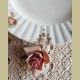 Brocante kleine gebaksschaal/ taartschaal met roze roosjes