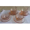 Franse roze glazen thee kop en schotels, Arcoroc Catalogus   Products