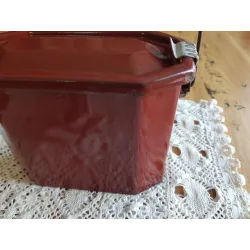 Frans brocante bruine emaille lunchbox