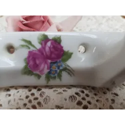 Frans handdoek haakjes met fuchsia rozen, Porcelaine de Paris
