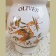 Moustiers olijven pot met vogel met houten olijven lepel