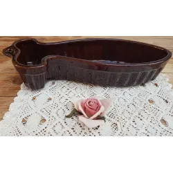 Vintage bruine vis puddingvorm uit West Germany 960- 30
