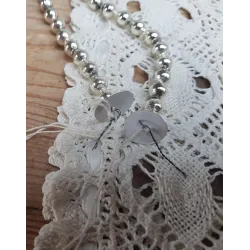 Oude kerstslinger, dubbele 0,6 cm zilverkleurige glazen balletjes, 2,07 mtr