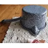 Grijs gewolkte emaille steelpannetje, 16 cm