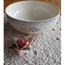 Franse brocante schaal / kom met blauwe bloemetjes, St.Amand