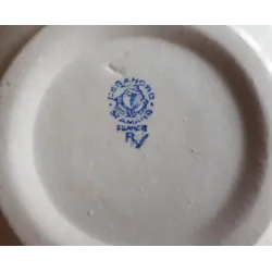 Franse brocante schaal / kom met blauwe bloemetjes, St.Amand