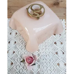 Frans brocante roze glazen lampenkapje voor hanglamp