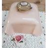 Frans brocante roze glazen lampenkapje voor hanglamp