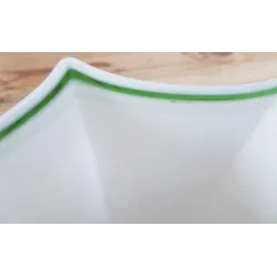 Vintage oranje met wit melkglazen lampenkap, zeer dik glas