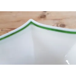 Vintage oranje met wit melkglazen lampenkap, zeer dik glas