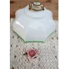 Vintage oranje met wit melkglazen lampenkap, zeer dik glas