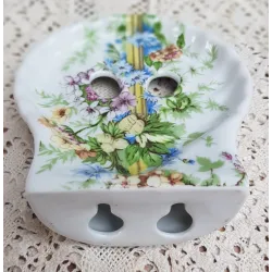 Franse tandeborstelhouder met bloemetjes, Porcelaine de Paris