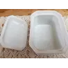 Kleine vintage Franse foie gras terrine  met ganzen en tekst