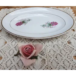 Frans brocante ovaal schaaltje, roze bloemetjes, Moulin des Loups