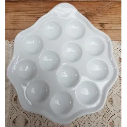 Frans wit porseleinen bord/ schaal voor 12 slakken / escargots
