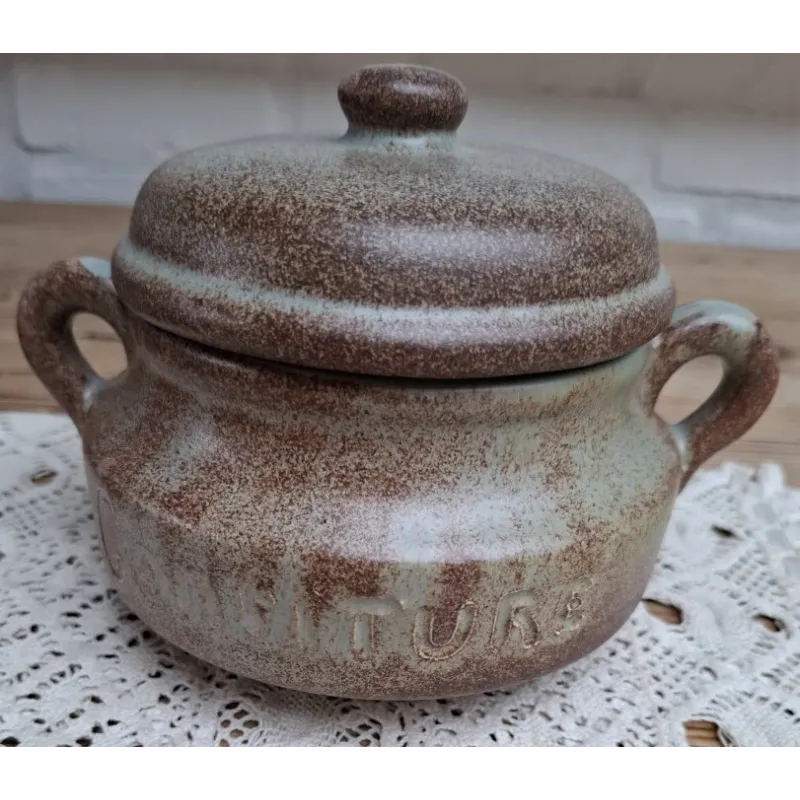 Franse handgemaakte gres confiture pot