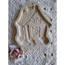 Keramieke koekjes mal, huis, Brown Bag Cookie Art 1989