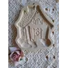 Keramieke koekjes mal, huis, Brown Bag Cookie Art 1989