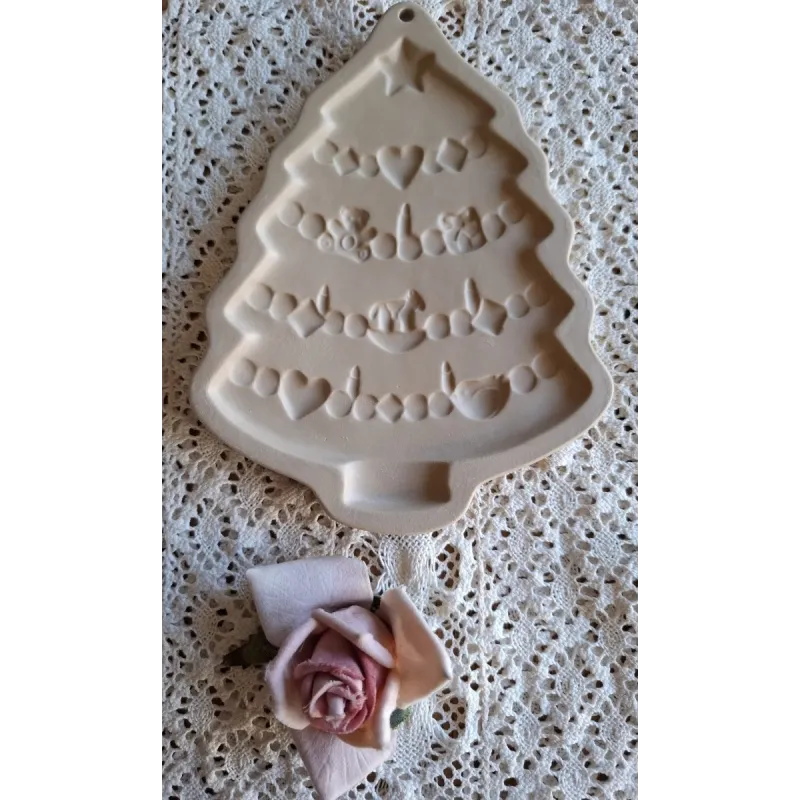 Keramieke koekjes mal, kerstboom, Brown Bag Cookie Art 1986