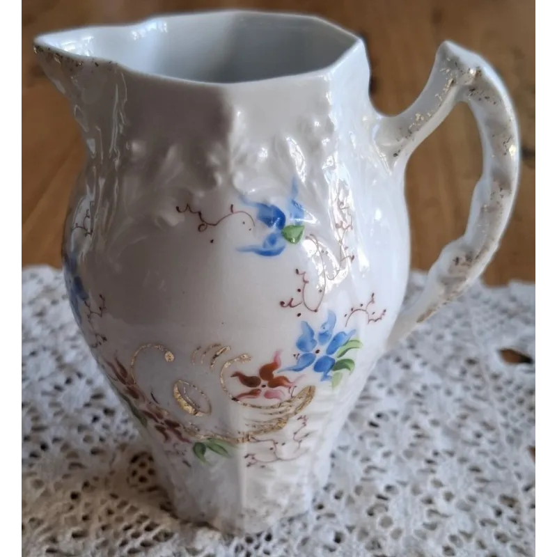 Handbeschilderd Frans brocante melkkannetje met bloemetjes