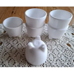 6   Vintage wit melkglazen eierdopjes Arcopal
