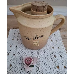 Franse brocante gres kan, VIN FRAIS, met koelgedeelte