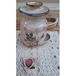 Franse gres zuurpot / augurken pot met bloemen,Cornichons