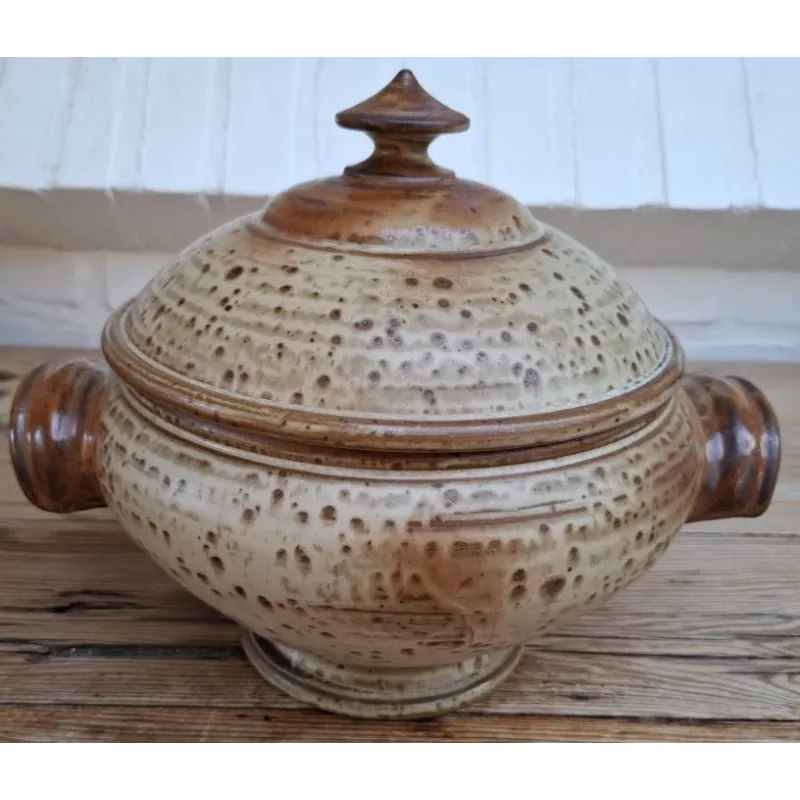 Grote robuuste Franse gres terrine, Jean - Pierre Prud'Homme