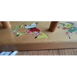 Vintage houten kinder kapstokje met kabouters
