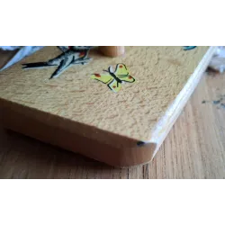 Vintage houten kinder kapstokje met kabouters
