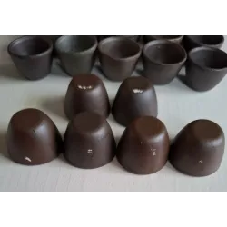 21 Kleine donkerbruine Franse gres slakken/ escargot potjes