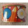 Engels retro, sixties blikje, gekleurde bloemen & vormen, Baretware