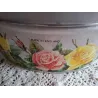 Groot vintage Engels blik met gele en roze rozen