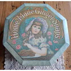 Groot Engels vintage achthoekig blik, Home made Ginger snaps