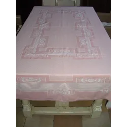 Vintage roze Frans tafelkleed + 12 servetten