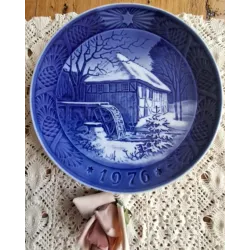 Vintage Deens Royal Copenhagen kerst wandbord 1976, watermolen