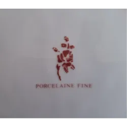 3 Porseleinen Franse ontbijtbordjes met rode rozen, Porcelaine Fine