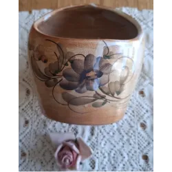 Grote Franse gres zoutpot met bloemen