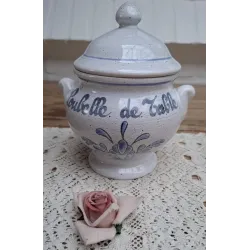 Franse poubelle de table, blauwe bloemenmand, Sars poteries