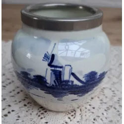 Gemerkt Delfts blauw lepelvaasje met molen