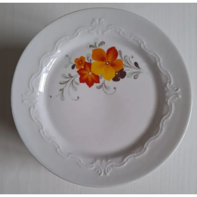 10 Vintage gebaksbordjes, bloemen in herfst kleuren, Scherzer