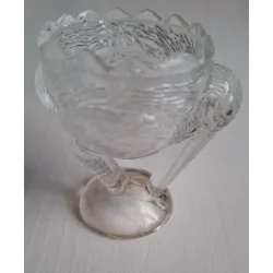 Vintage glazen eierdopje ooievaar