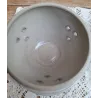Vintage blauwe Franse gres boterpot, boterklok met parelrandjes