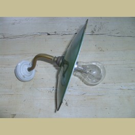 Oude Franse stallamp, groen emaille kapje 24 cm